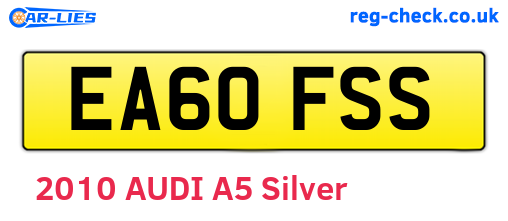 EA60FSS are the vehicle registration plates.