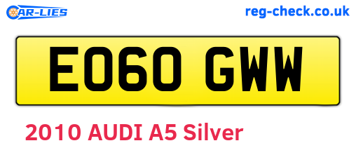 EO60GWW are the vehicle registration plates.