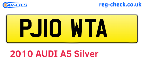 PJ10WTA are the vehicle registration plates.