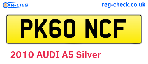 PK60NCF are the vehicle registration plates.