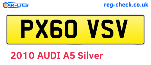 PX60VSV are the vehicle registration plates.