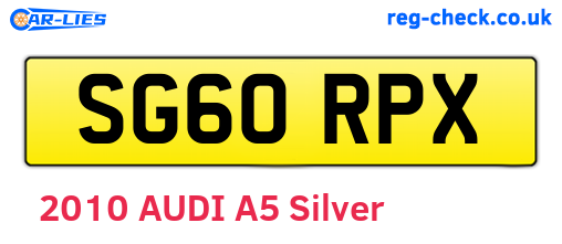SG60RPX are the vehicle registration plates.