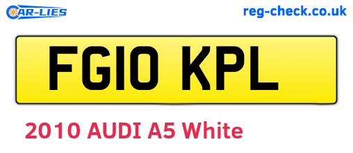 FG10KPL are the vehicle registration plates.