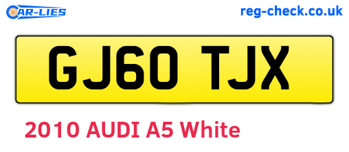 GJ60TJX are the vehicle registration plates.