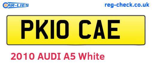 PK10CAE are the vehicle registration plates.