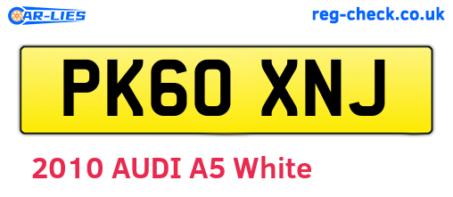 PK60XNJ are the vehicle registration plates.