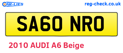 SA60NRO are the vehicle registration plates.