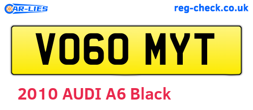 VO60MYT are the vehicle registration plates.