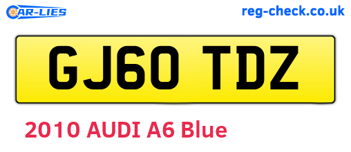 GJ60TDZ are the vehicle registration plates.