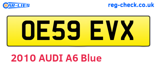 OE59EVX are the vehicle registration plates.