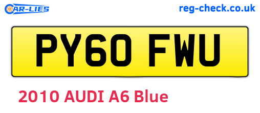 PY60FWU are the vehicle registration plates.