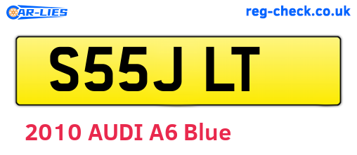 S55JLT are the vehicle registration plates.