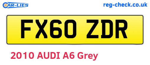 FX60ZDR are the vehicle registration plates.