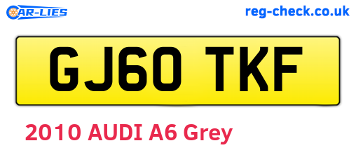 GJ60TKF are the vehicle registration plates.
