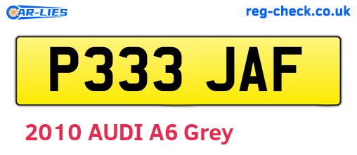 P333JAF are the vehicle registration plates.