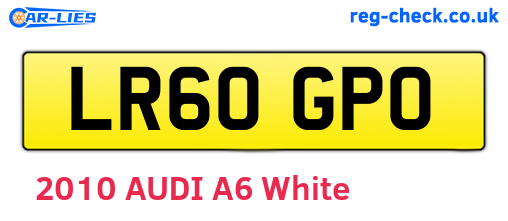 LR60GPO are the vehicle registration plates.