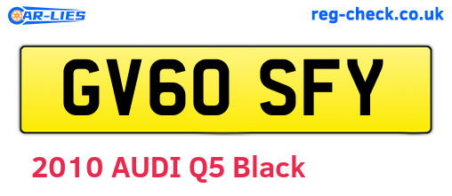 GV60SFY are the vehicle registration plates.