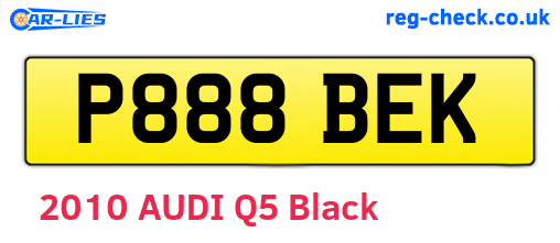 P888BEK are the vehicle registration plates.