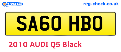 SA60HBO are the vehicle registration plates.