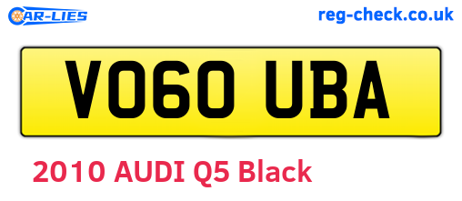 VO60UBA are the vehicle registration plates.