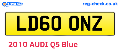 LD60ONZ are the vehicle registration plates.