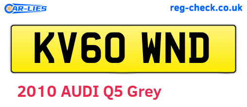 KV60WND are the vehicle registration plates.