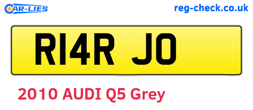 R14RJO are the vehicle registration plates.