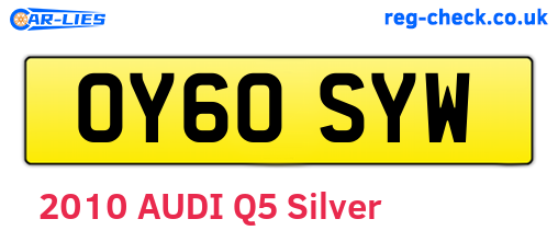 OY60SYW are the vehicle registration plates.