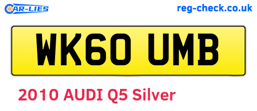 WK60UMB are the vehicle registration plates.