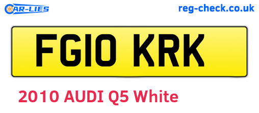 FG10KRK are the vehicle registration plates.