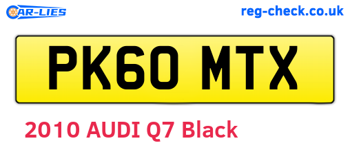 PK60MTX are the vehicle registration plates.