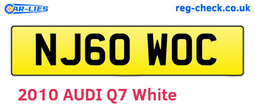 NJ60WOC are the vehicle registration plates.