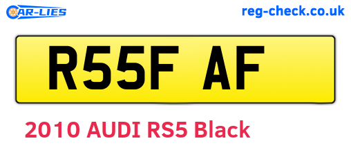 R55FAF are the vehicle registration plates.