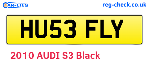 HU53FLY are the vehicle registration plates.