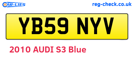 YB59NYV are the vehicle registration plates.
