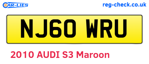 NJ60WRU are the vehicle registration plates.
