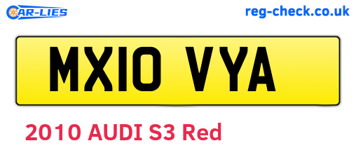 MX10VYA are the vehicle registration plates.