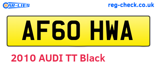 AF60HWA are the vehicle registration plates.