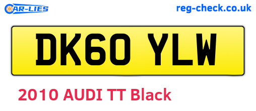 DK60YLW are the vehicle registration plates.
