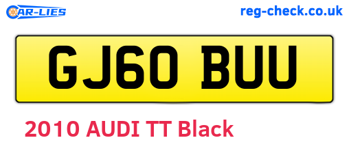 GJ60BUU are the vehicle registration plates.