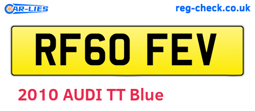 RF60FEV are the vehicle registration plates.