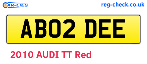 AB02DEE are the vehicle registration plates.