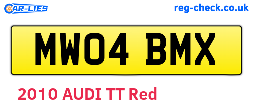 MW04BMX are the vehicle registration plates.