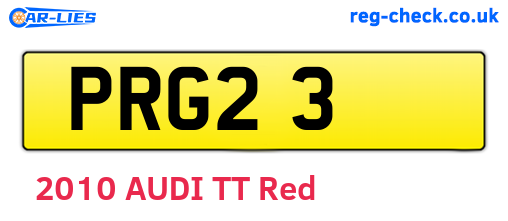 PRG23 are the vehicle registration plates.