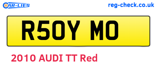 R50YMO are the vehicle registration plates.