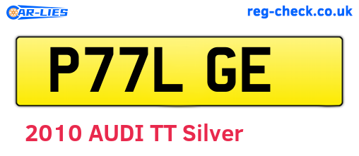 P77LGE are the vehicle registration plates.