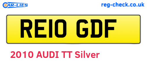 RE10GDF are the vehicle registration plates.