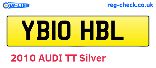 YB10HBL are the vehicle registration plates.