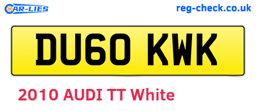 DU60KWK are the vehicle registration plates.