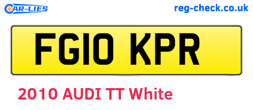 FG10KPR are the vehicle registration plates.